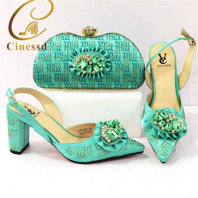 CINESSD Classy Pointed Toe Slingback Shoes with Matching Bag - My She Shop