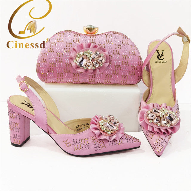 CINESSD Classy Pointed Toe Slingback Shoes with Matching Bag - My She Shop