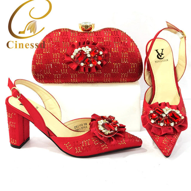 CINESSD Classy Pointed Toe Slingback Shoes with Matching Bag - My She Shop