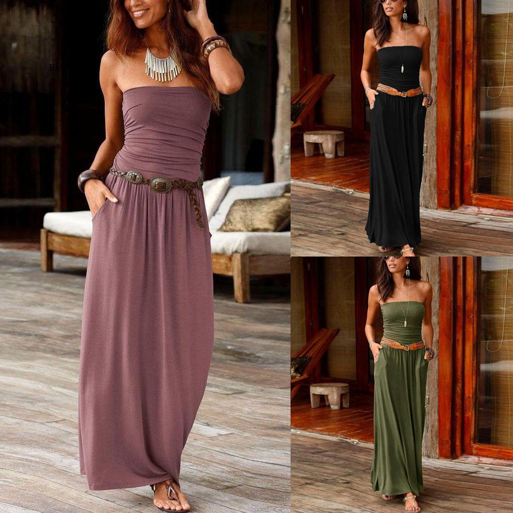 REBICOO Cute Tube Top Maxi Dress - My She Shop