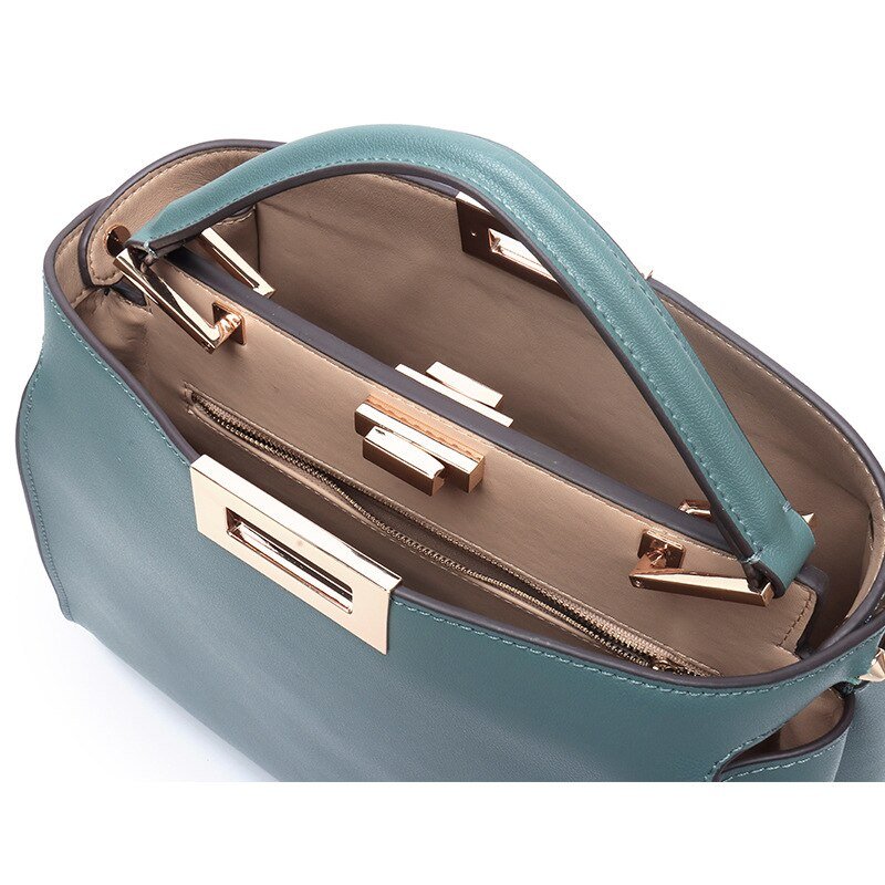 SACAMAIN Soft Leather Solid Color with Strap Shoulder Handbag - My She Shop