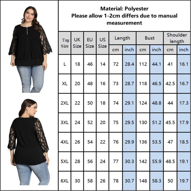 SCSTRONGER Super Fun Three Quarter Mesh Petal Sleeve Plus Size Shirt - My She Shop