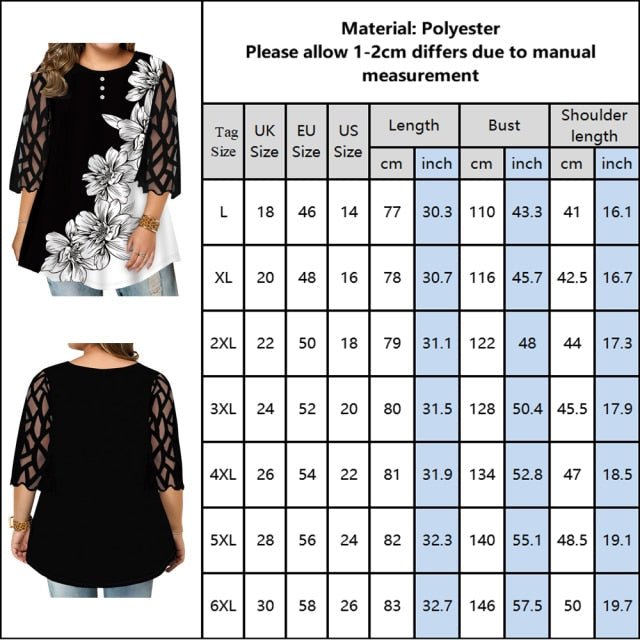 SCSTRONGER Super Fun Three Quarter Mesh Petal Sleeve Plus Size Shirt - My She Shop