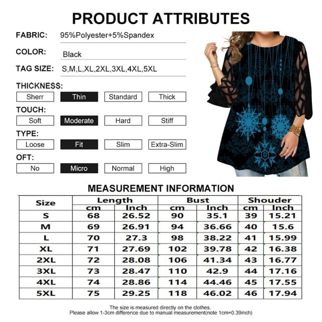 SCSTRONGER Super Fun Three Quarter Mesh Petal Sleeve Plus Size Shirt - My She Shop