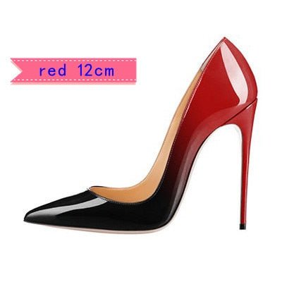 SEXEMARA Classic Patent Leather Multi Choice Heel Stiletto Shoes - My She Shop