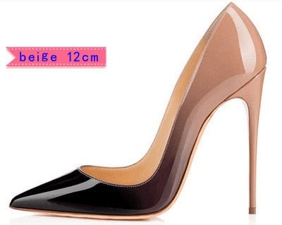 SEXEMARA Classic Patent Leather Multi Choice Heel Stiletto Shoes - My She Shop