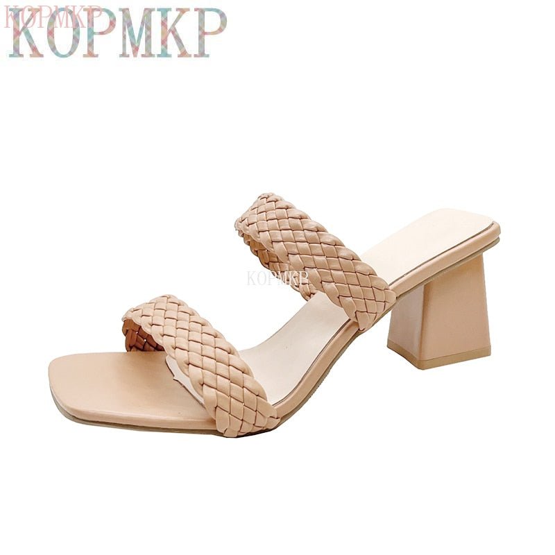 Sexy Square Toe Slide Sandal Shoes - My She Shop