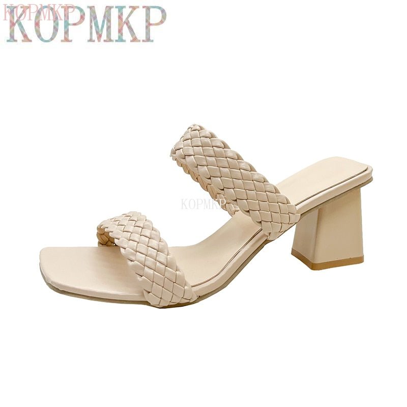 Sexy Square Toe Slide Sandal Shoes - My She Shop