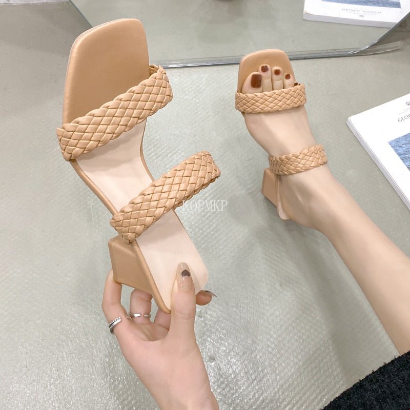 Sexy Square Toe Slide Sandal Shoes - My She Shop