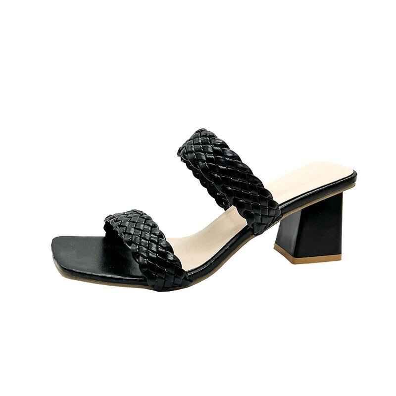 Sexy Square Toe Slide Sandal Shoes - My She Shop