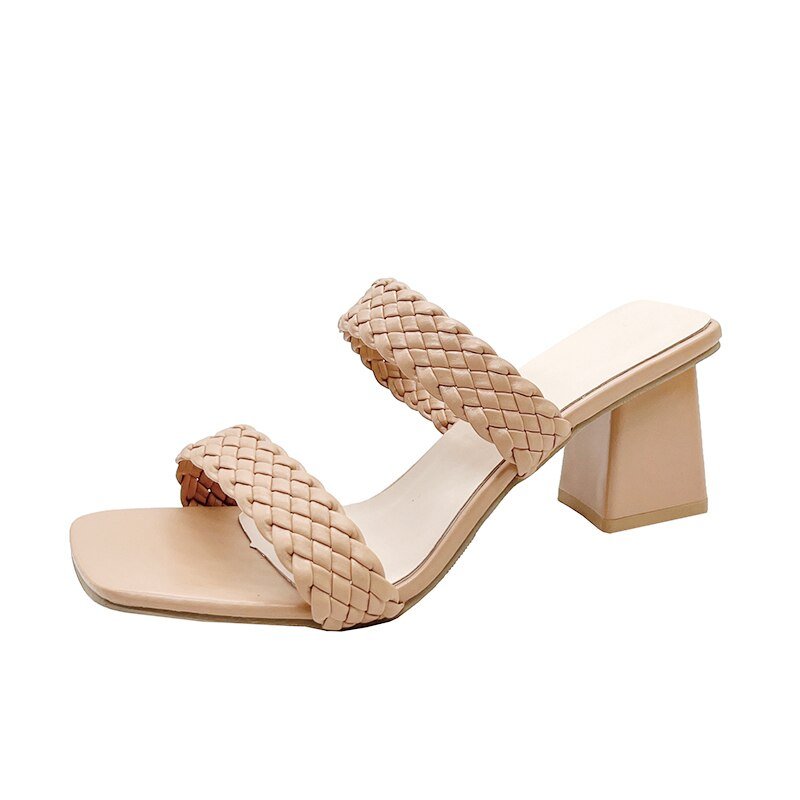 Sexy Square Toe Slide Sandal Shoes - My She Shop