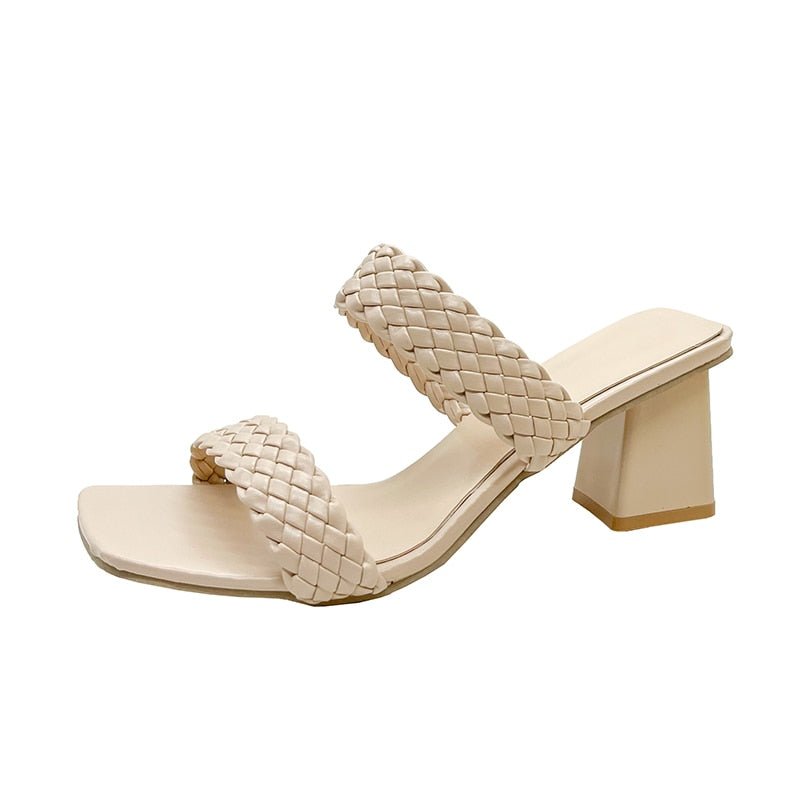 Sexy Square Toe Slide Sandal Shoes - My She Shop