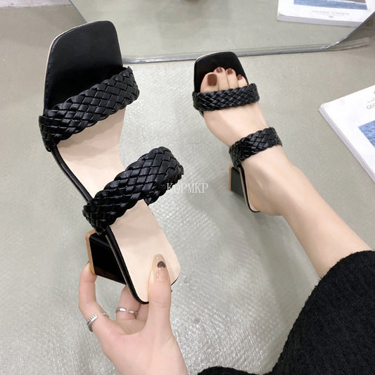 Sexy Square Toe Slide Sandal Shoes - My She Shop