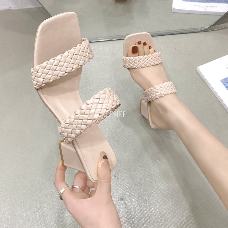 Sexy Square Toe Slide Sandal Shoes - My She Shop