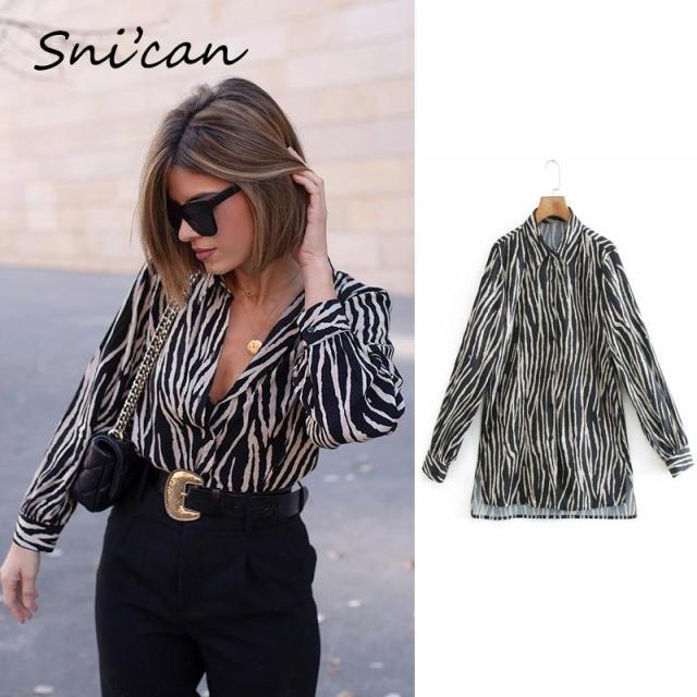 SNICAN Sassy Printed Long Sleeve Versatile Shirt - My She Shop