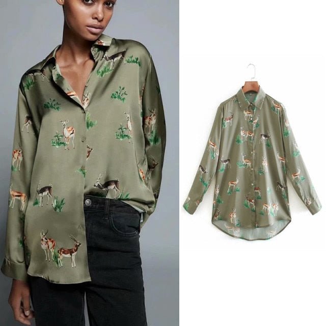 SNICAN Sassy Printed Long Sleeve Versatile Shirt - My She Shop