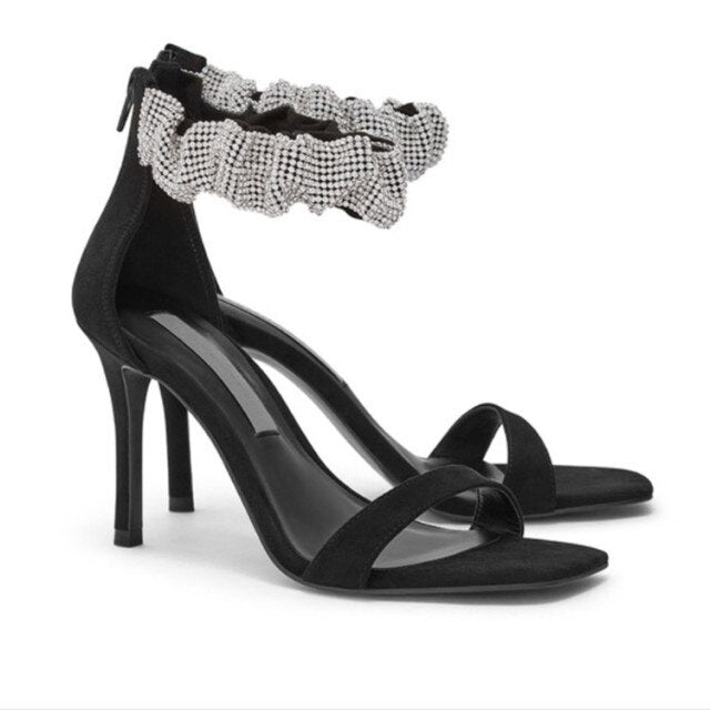 Star Style Luxury Rhinestones Ankle Strap High Heel Shoes - My She Shop