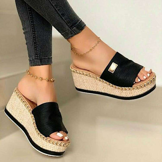 Stylish Slip On Wedge Platform Lightweight Sandal Shoes - My She Shop