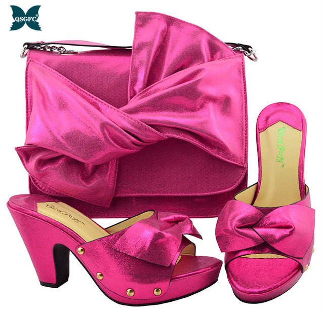 Sultry Slip-On Peep Toe Platform Shoes with Matching Bag - My She Shop