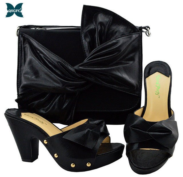 Sultry Slip-On Peep Toe Platform Shoes with Matching Bag - My She Shop