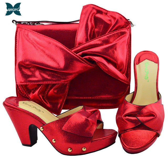 Sultry Slip-On Peep Toe Platform Shoes with Matching Bag - My She Shop