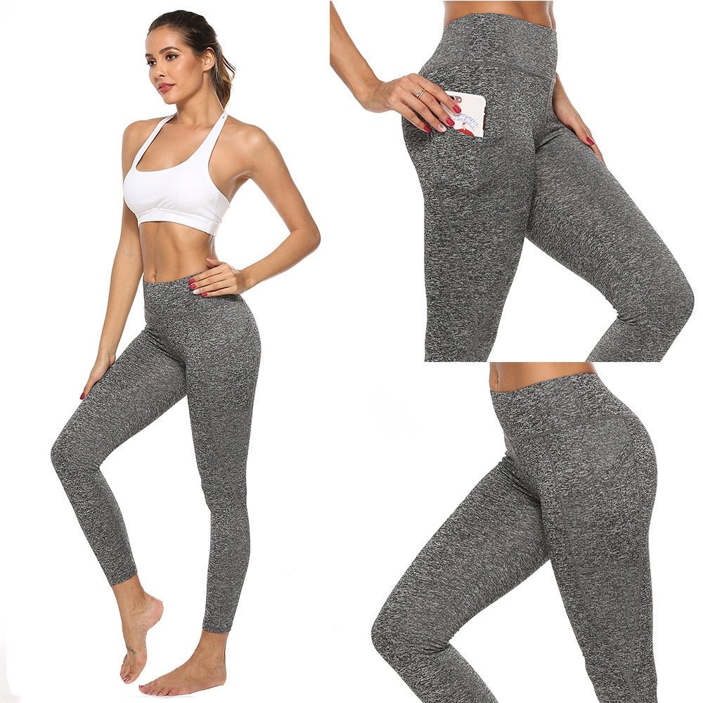 Superb Spandex High Waist Yoga Style Pocket Fitness Pants - My She Shop