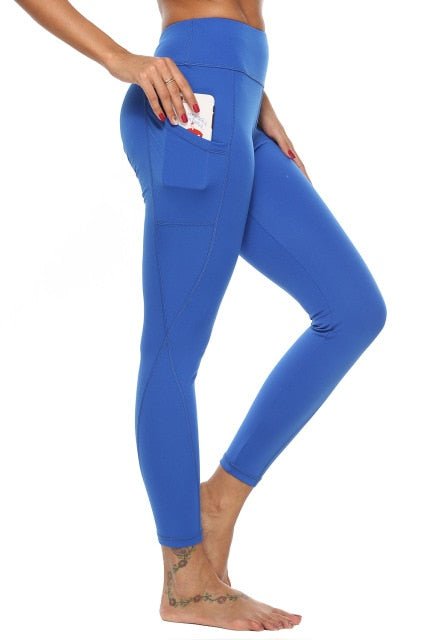 Superb Spandex High Waist Yoga Style Pocket Fitness Pants - My She Shop