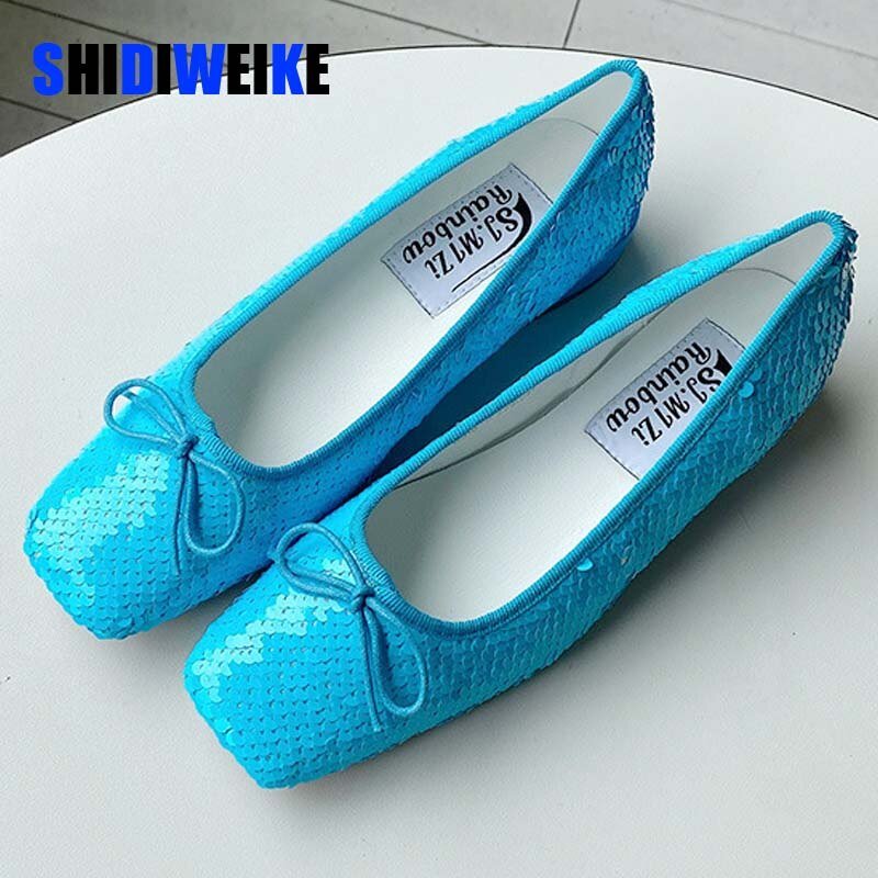 Supple Bling Square Toe Ballet Style Flat Shoes - My She Shop