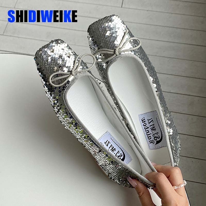 Supple Bling Square Toe Ballet Style Flat Shoes - My She Shop