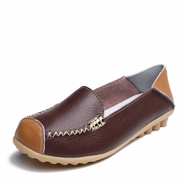 Supple Leather Round Toe Loafer Shoes - My She Shop