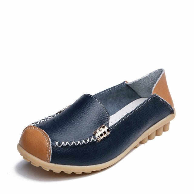 Supple Leather Round Toe Loafer Shoes - My She Shop