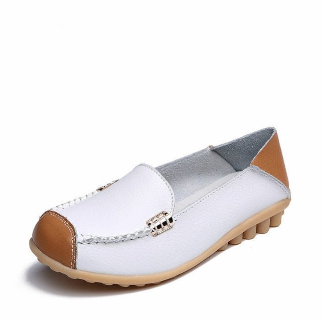 Supple Leather Round Toe Loafer Shoes - My She Shop