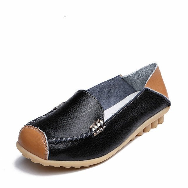 Supple Leather Round Toe Loafer Shoes - My She Shop