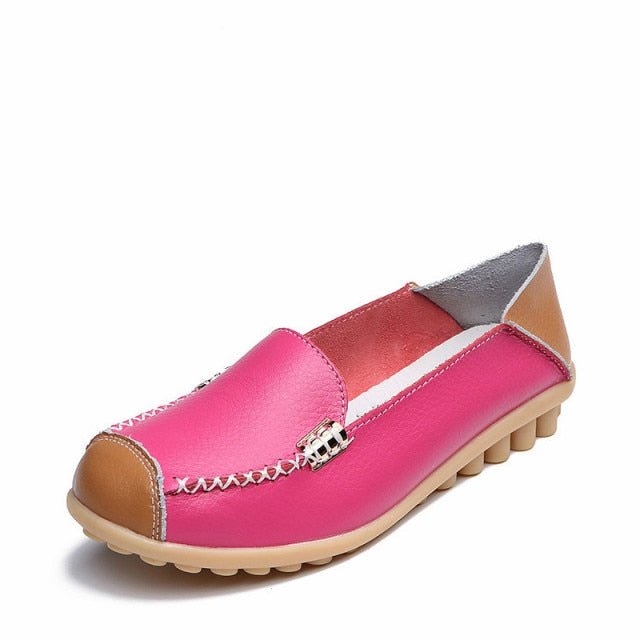 Supple Leather Round Toe Loafer Shoes - My She Shop