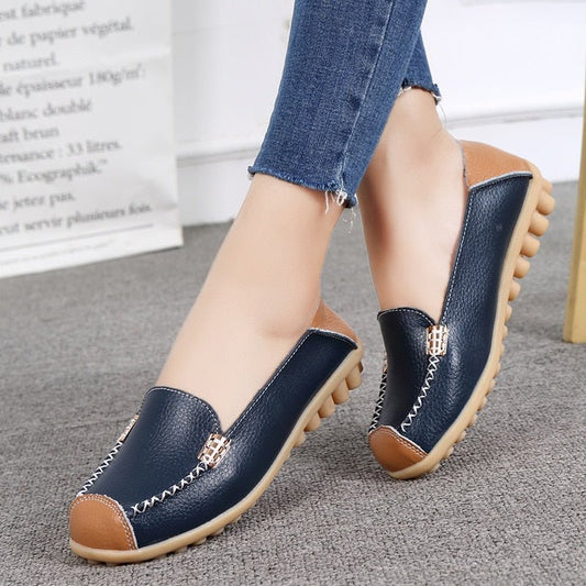 Supple Leather Round Toe Loafer Shoes - My She Shop