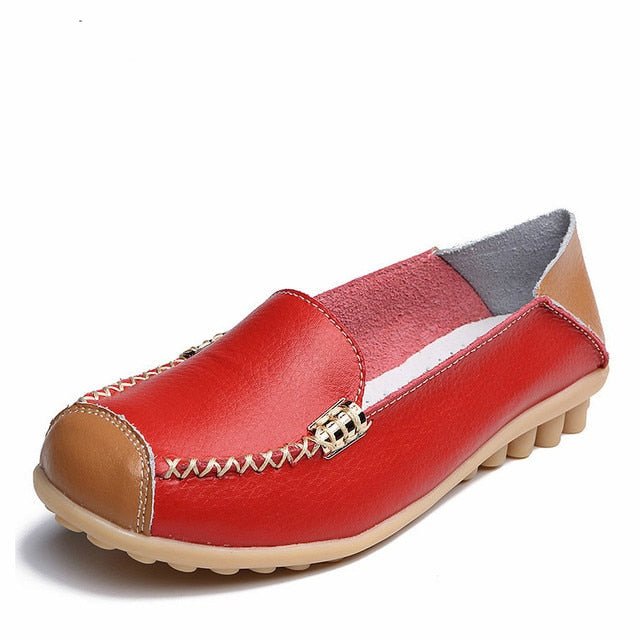 Supple Leather Round Toe Loafer Shoes - My She Shop