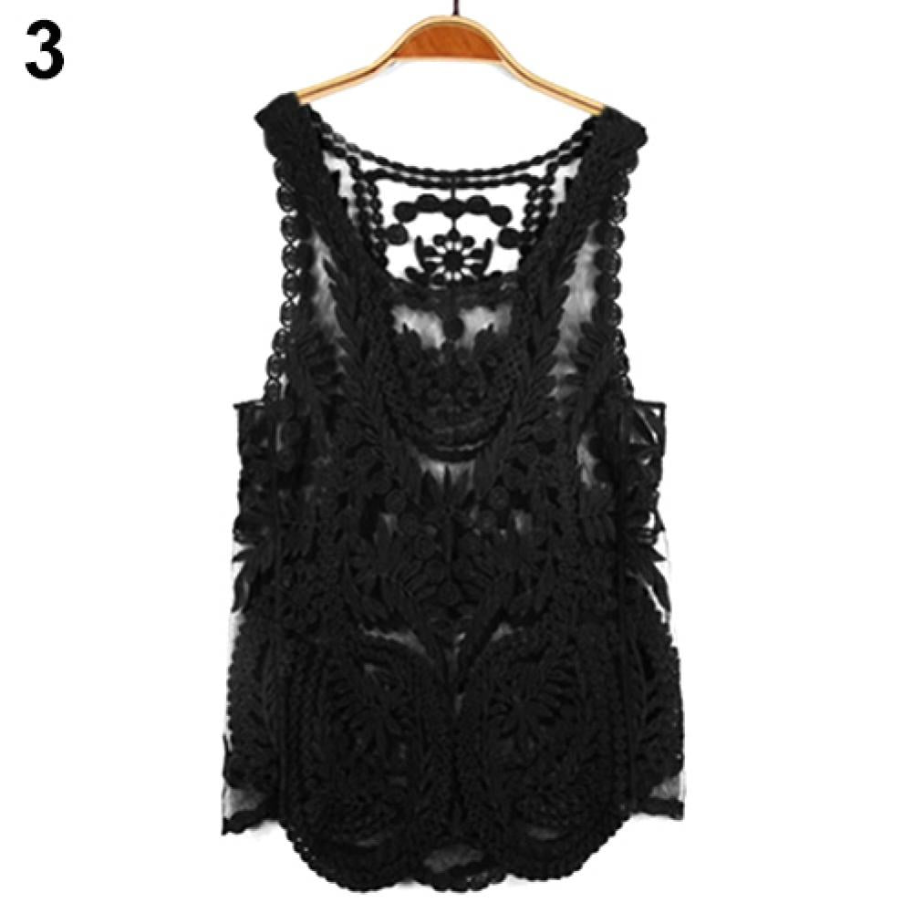 Sweet Sleeveless Lace Embroidered Pullover Tank Shirt - My She Shop