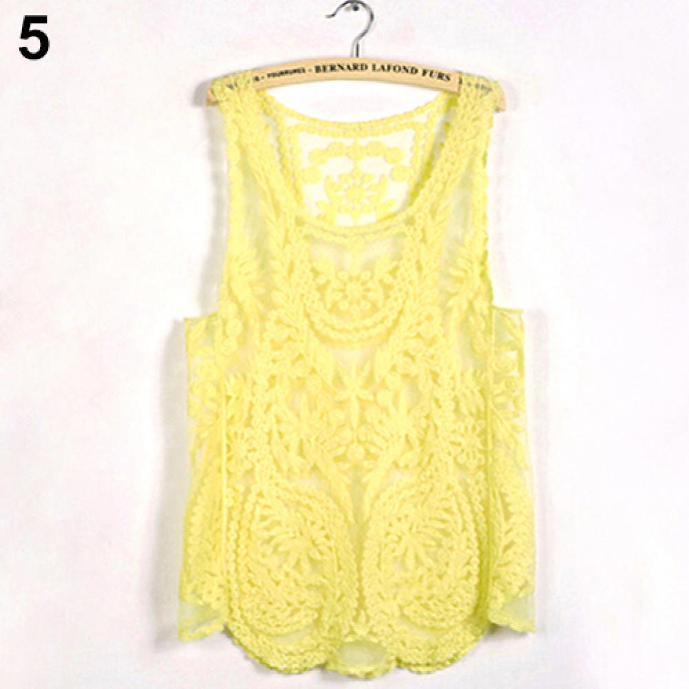 Sweet Sleeveless Lace Embroidered Pullover Tank Shirt - My She Shop