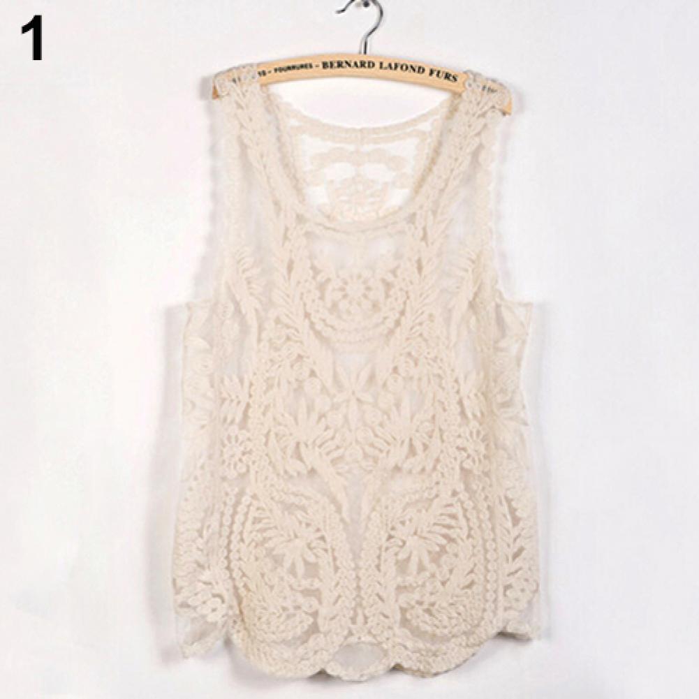 Sweet Sleeveless Lace Embroidered Pullover Tank Shirt - My She Shop