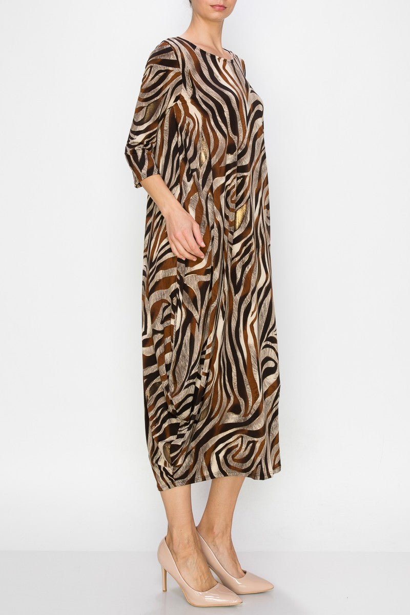 Swirly Mocha Print Maxi Dress - My She Shop