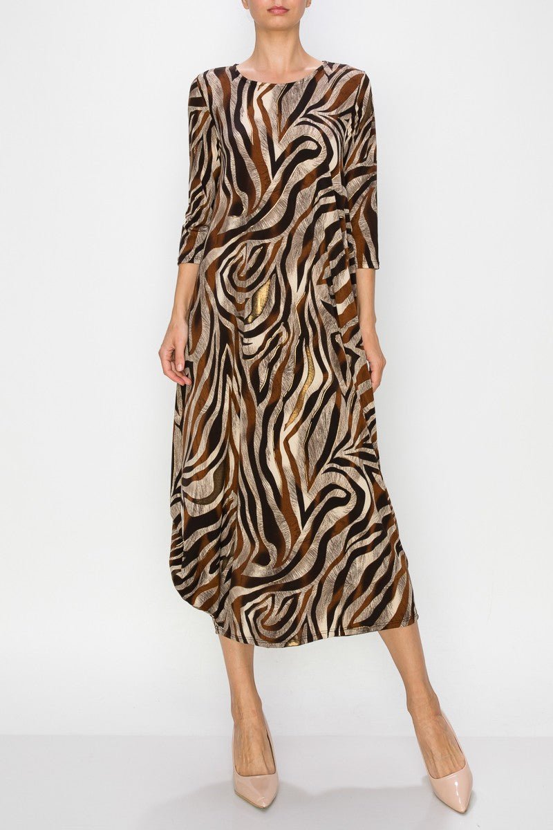 Swirly Mocha Print Maxi Dress - My She Shop