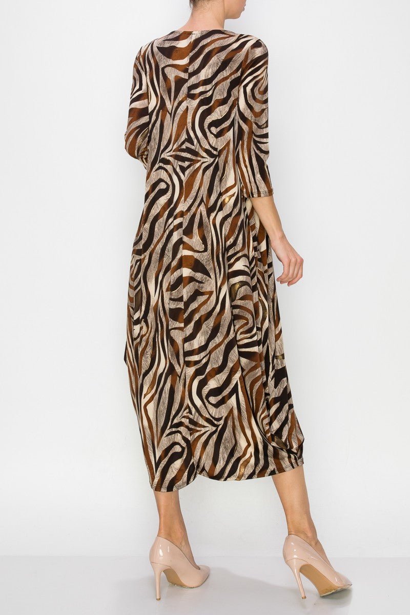 Swirly Mocha Print Maxi Dress - My She Shop