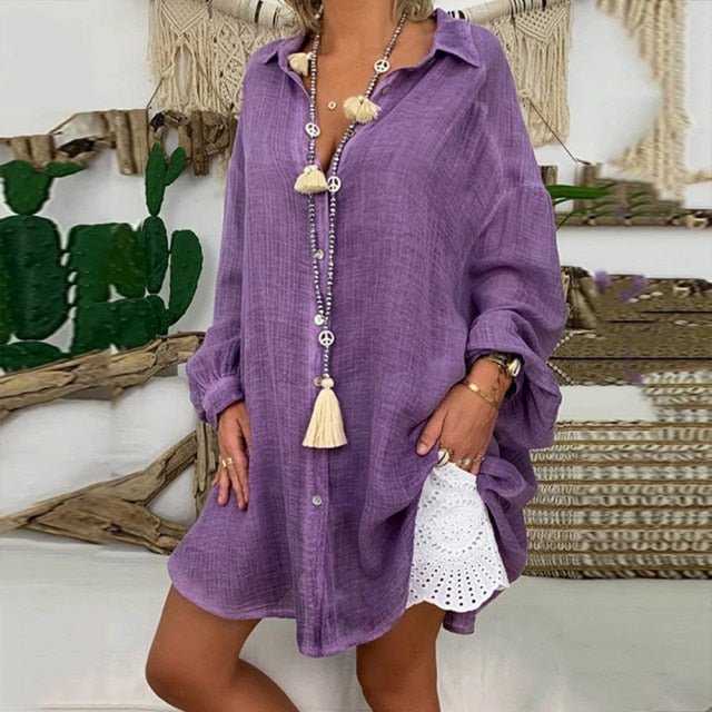 TOUCHCARE Terrific Cotton Linen Tunic Beach Cruise Top - My She Shop