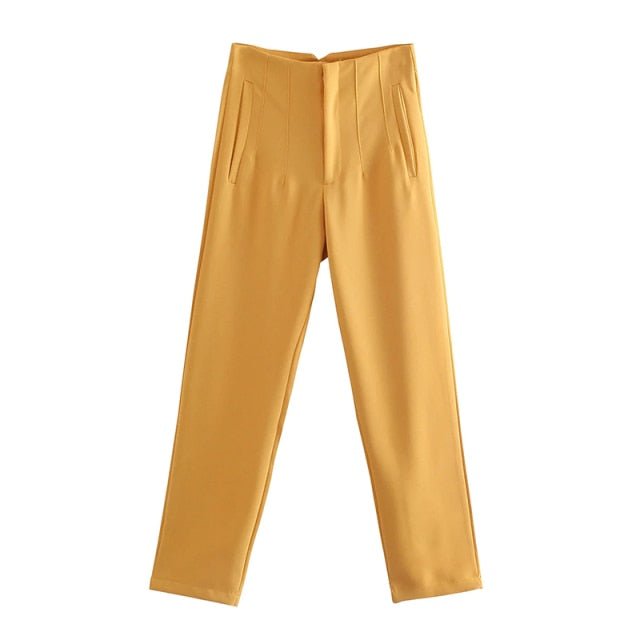 TRAF Chic High Waist Zipper Fly Ankle-Length Pants - My She Shop