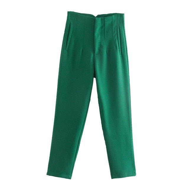 TRAF Chic High Waist Zipper Fly Ankle-Length Pants - My She Shop