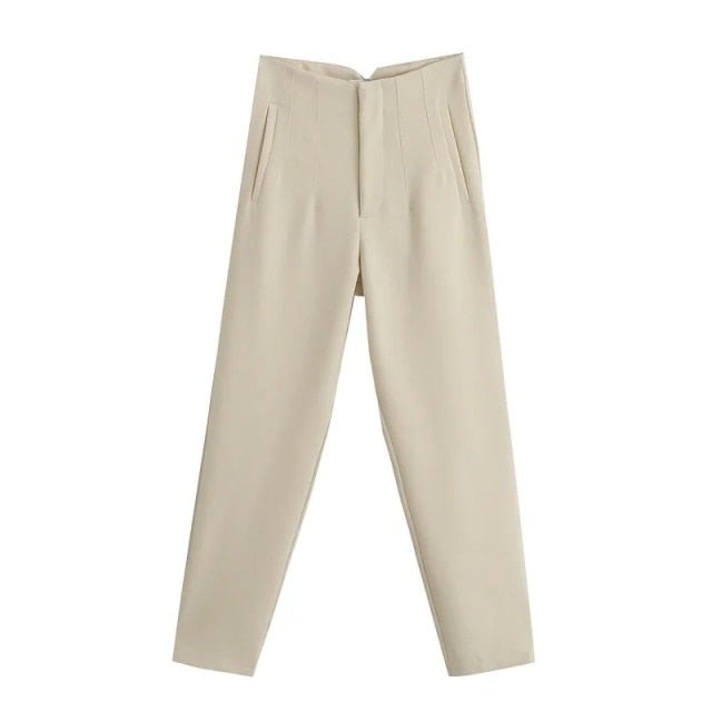 TRAF Chic High Waist Zipper Fly Ankle-Length Pants - My She Shop