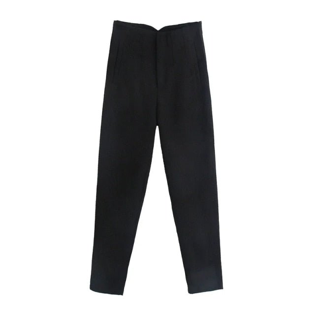 TRAF Chic High Waist Zipper Fly Ankle-Length Pants - My She Shop