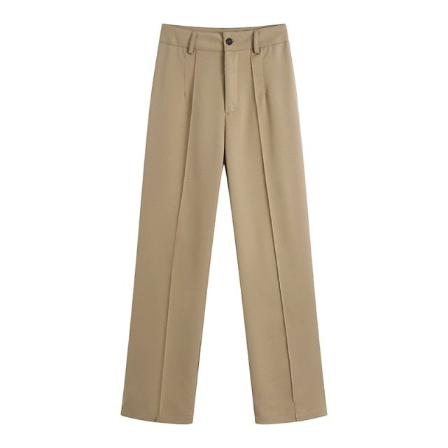 TRAF Classic and Comfortable High Waist Zipper Fly Pants - My She Shop