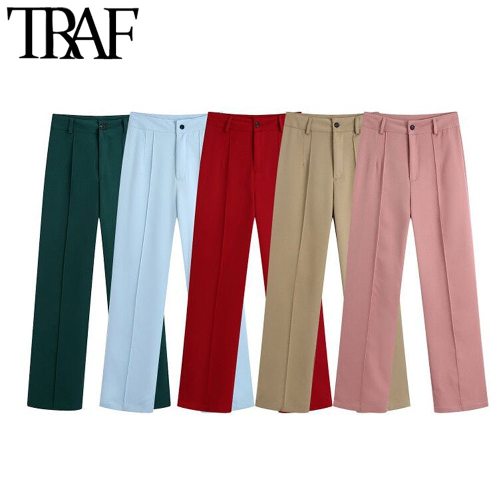 TRAF Classic and Comfortable High Waist Zipper Fly Pants - My She Shop