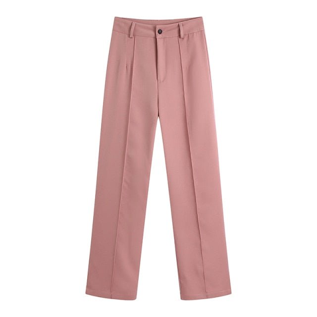 TRAF Classic and Comfortable High Waist Zipper Fly Pants - My She Shop